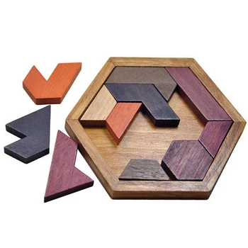 11 Peças De Quebra-Cabeça Tangram Brinquedo Educativo Hexagonal Em Forma De Jogo De Xadrez Teaser De Cérebro Montessori De Brinquedos Para As Crianças