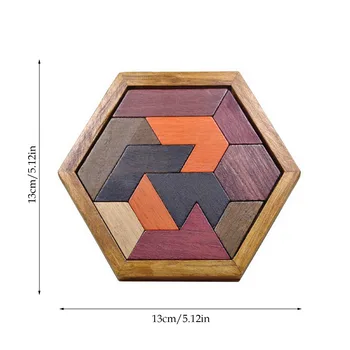 11 Peças De Quebra-Cabeça Tangram Brinquedo Educativo Hexagonal Em Forma De Jogo De Xadrez Teaser De Cérebro Montessori De Brinquedos Para As Crianças