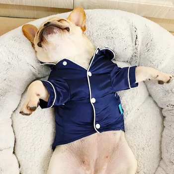 Luxo Cão de Roupas de Moda do Cão Pijama Macio de Seda animal de Estimação Roupas para Pequenas e Médias Cães de Pelagem Chihuahua nasofaringe Jaqueta