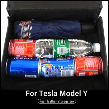 De Couro Novo Armazenamento De Caixa De Tesla Model Y 2021 Acessórios Sob O Assento Traseiro Da Caixa De Armazenamento Para O Modelo Y 2021