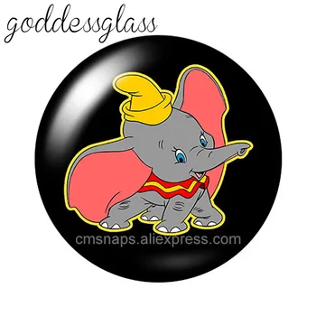 Disney Bonito dos desenhos animados Dumbo Elefante 10pcs 12mm/18mm/20mm/25mm Rodada foto cabochão de vidro plana (Colar de Tomada de conclusões