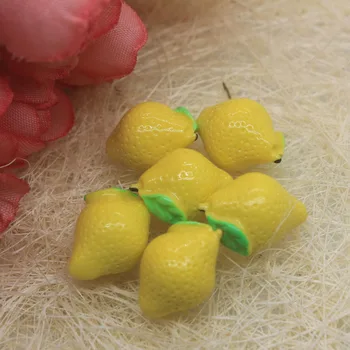 50pcs DIY Resina 3D em Miniatura Amarelo Limão Encantos Cabochão de Acessórios Kawaii Simulação Fruto de Artesanato de Jóias de Fazer a Decoração