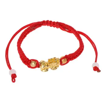 Chinês Feng Shui Ouro Pi Xiu Cabala Vermelho Pulseira corda de Proteção para os Olhos R2LE