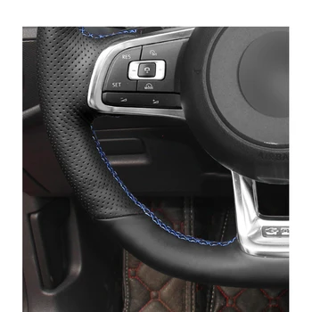 Preto do PLUTÔNIO do Couro Artificial Cobertura de Volante Trança para Volkswagen VW Golf 7 GTI Arteon R-Line Tiguan Allspace Passat Variant