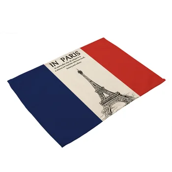 Romântico francês de arquitetura Impresso bolachas Tabela Tapete de Paris, a Torre Inclinada de Pisa Padrão Placemat a Cabine de Telefone Vermelha Tabela