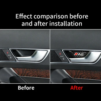 Para Audi A6 c5 c6 Carro-estilo Fibra de Carbono maçaneta Auto Adesivos de Porta Tigela Guarnição de Cobre Decoração Interior do Carro Acessórios
