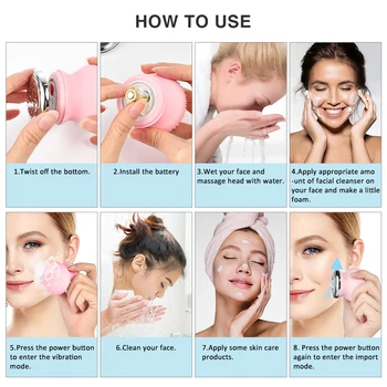 Elétrico De Limpeza Facial Escova De Rosto Cuidados De Importação Dispositivo De Silicone À Prova D'Água Vibração Massagem Facial