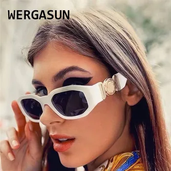 WERGASUN Vintage, Óculos de sol das Mulheres da Marca do Designer de Óculos de sol Retro Retângulo de Óculos de Sol Oculos Luneta De Soleil Femm