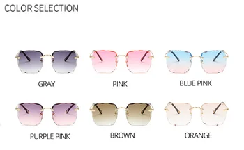 2021 Única Praça sem aro dos Óculos de sol das Mulheres da Marca do Designer de Gradiente de Óculos de Sol de Moda feminina Azul cor-de-Rosa Óculos Tons UV400