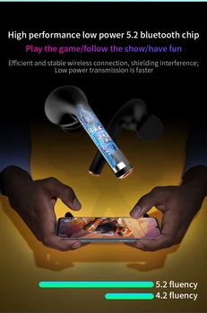 TWS Fones de ouvido sem Fio Bluetooth 5.2 Fones de ouvido IPX7 Impermeável do DIODO emissor de Exibição 9D Baixo do Fone de ouvido Estéreo Com Microfone Para Xiaomi iPhone