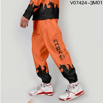 Huoying Ninja Anime Calças Cargo Personagem Solto e Casual Estudante de impressão Calças de carga calças dos homens