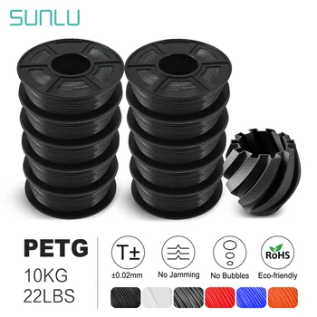 SUNLU Impressora 3D Material de PETG 1,75 MM Com Carretel de Alta Resistência Nenhuma Bolha 3D 10 Rolos/conjunto de Filamentos de PETG Filamento 10kg