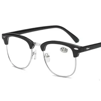 Metal Metade Armação de Óculos de Leitura com Presbiopia Óculos Masculino Feminino visão Muito Óculos com força +0.5 +0.75 +1.0 +1.25 A +4.0