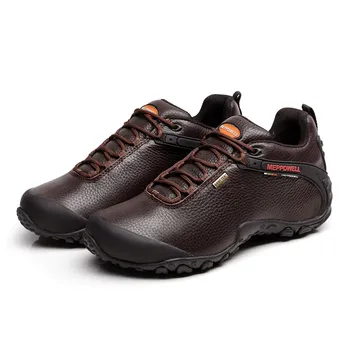 Homens Mulheres Sapatos de Caminhada Impermeável de Couro genuíno Sapatos de Escalada & Pesca Sapatos Novos Exterior Sapatos de homem de Botas de Trekking Sapatilha