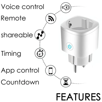 16A Monitoramento de Energia do wi-Fi Smart Soquete Tuya Smart Plug Interruptor Remoto / Definição de Temporização Controle de Voz Monitor de Energia Smart Plug