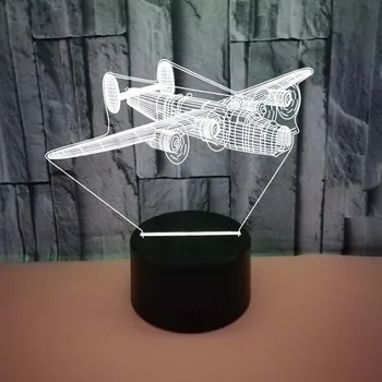 3D Noite do DIODO emissor de Luz de 7 de Alteração de Cor de Toque do Controle Remoto do Ar Avião Tabela da Lâmpada de Casa, Quarto de Decoração Criativa de Presente para as Crianças