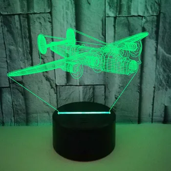 3D Noite do DIODO emissor de Luz de 7 de Alteração de Cor de Toque do Controle Remoto do Ar Avião Tabela da Lâmpada de Casa, Quarto de Decoração Criativa de Presente para as Crianças