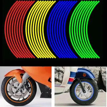 16pcs Moto Roda Adesivos Tiras Reflexivas 12em Impermeável Rim Faixa de Fita Scooter Moto Pneu Decoração