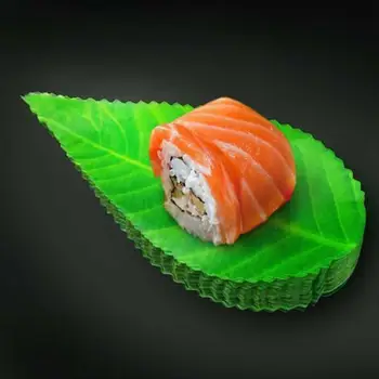 200pcs/set Comida Japonesa, Sushi Decoração de Folhas de Plástico Verde Relva, Folhas Decorativas, Culinária de Cozinha de Sushi, Sashimi Decorações G C4I2