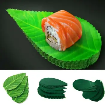 200pcs/set Comida Japonesa, Sushi Decoração de Folhas de Plástico Verde Relva, Folhas Decorativas, Culinária de Cozinha de Sushi, Sashimi Decorações G C4I2
