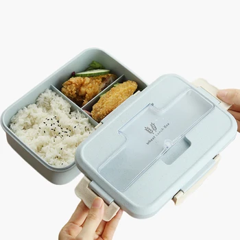 Micro-Ondas Caixa De Almoço De Palha De Trigo Fabricação De Alimentos Recipiente De Armazenamento De Crianças Escritório Da Escola Portátil De Caixa De Bento