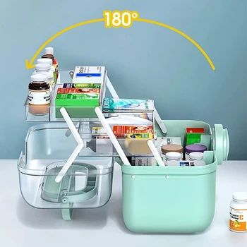 Caixa portátil Medicina Multifuncional de Grande Capacidade de Primeiros Socorros Kit de caixas de Armazenamento de Plástico Medicina de Emergência Organizadora com Alça