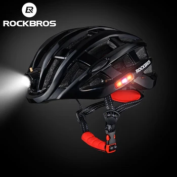 ROCKBROS 5 Cores de Luz Capacete de Ciclismo Recarregável USB Homens Mulheres Moto Ultraleve capacete 49-59cm MTB Estrada Capacete de Bicicleta com Segurança