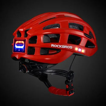 ROCKBROS 5 Cores de Luz Capacete de Ciclismo Recarregável USB Homens Mulheres Moto Ultraleve capacete 49-59cm MTB Estrada Capacete de Bicicleta com Segurança