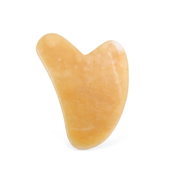 Amarelo Jade Gua Sha Raspador de Pedra Natural em formato de Coração Gua Sha Conselho Anti-Rugas Levantamento de Cara Massager Ferramentas para Rosto, Corpo