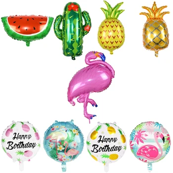 18inch Havaí Festa Flamingo Abacaxi Balões Folha de Adultos, Crianças Awaii Praia de Aniversário de Verão Tropical Decoração do Casamento de Suprimentos