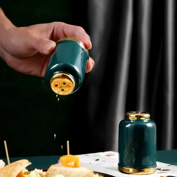 Alta qualidade de material de cozinha com o Tempero verde Garrafa de cerâmica pote de óleo de soja molho de vinagre garrafas pote de mel tempero de garrafa