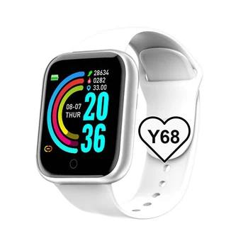 2021 Y68 Smart Watch Homens Mulheres Pressão Arterial de Fitness Tracker Pulseira de Relógio Inteligente D20 Esporte Impermeável Smartwatch Android IOS