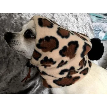 Cachorro Quente Chapéu De Cor Pura Pet, Tampa Com Pequeno Cabelo Bola Cão Chapéu Com Cordão De Ajuste De Inverno Casual Estampa De Leopardo Animal De Estimação Arnês