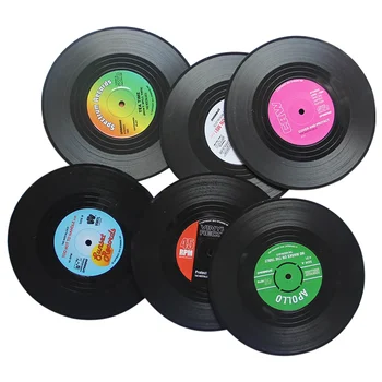 6Pcs Colorido Montanha-russa Retro disco de Vinil do Disco porta-copos Para Bebidas Com Caixa de Presente Engraçado CD Copa Tapetes de Cozinha, Acessórios de Ferramentas 2021