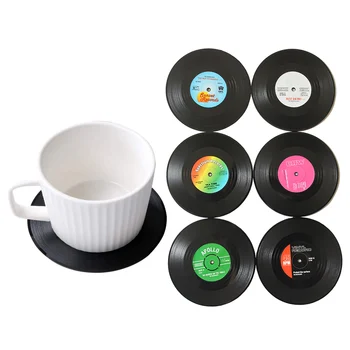 6Pcs Colorido Montanha-russa Retro disco de Vinil do Disco porta-copos Para Bebidas Com Caixa de Presente Engraçado CD Copa Tapetes de Cozinha, Acessórios de Ferramentas 2021