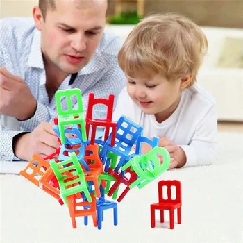 Cor 18Pcs Plástico Equilíbrio Cadeiras Jogo de Brinquedos de Empilhar Cadeira de Brinquedos Inteligência Multiplayer Pai-Filho de Jogo Presente de Aniversário #30