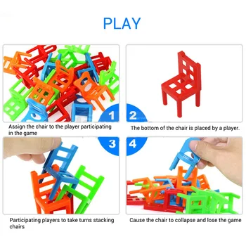 Cor 18Pcs Plástico Equilíbrio Cadeiras Jogo de Brinquedos de Empilhar Cadeira de Brinquedos Inteligência Multiplayer Pai-Filho de Jogo Presente de Aniversário #30
