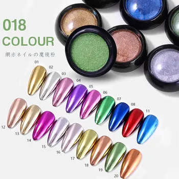 Exportação de Unhas Espelho do Pó do Brilho Metalizado Cor Nova da Arte do Prego Gel UV Polimento Chrome Pigmento de Pó de Manicure