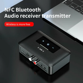 Bluetooth 5.0 Transmissor Receptor sem Fio de 3,5 mm AUX NFC para 2 RCA de Áudio Adaptador para Carro com TV Tereo Sistema
