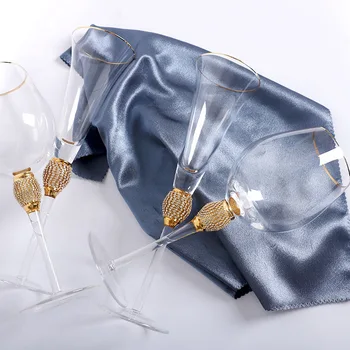 200-600ml Palácio de Luxo Acessível Cálice de Ouro Incrustado de Diamantes Artesanais Cocktail de Champanhe Copo do Vinho Presente de natal de Vinho tinto de Vidro