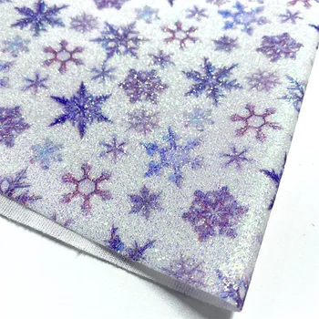 A4 floco de Neve Glitter PU Elástico Tecido de Couro Para DIY de Costura, Artesanato Sacos de Vestuário Arcos de Cabelo Materiais Acessórios