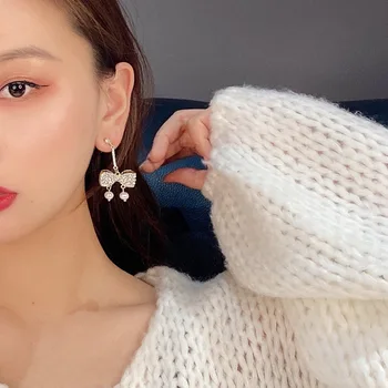 Brincos borboleta para as Mulheres 2021 Tendência Novas Jóias coreano Estilo Japonês de Moda Pérola de Grande Bowknot Earings Acessórios de Luxo