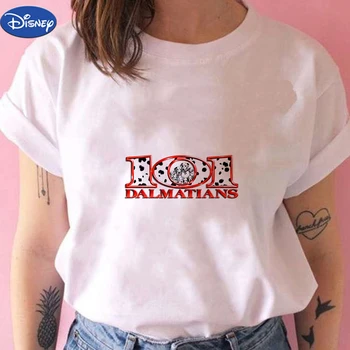 Disney Cento e Um Dálmatas Impresso T-Shirt Lindo Estilo Bonito de Família Camiseta de Manga Curta Impresso na Moda