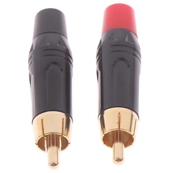 Quente Novo 4mm de Cobre Plug RCA Terminais Banhados a Ouro Plug de Áudio de Vídeo, Placa de Conectores 1Pair