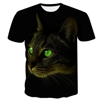 Senhoras verão gato dos desenhos animados t-shirts 3D animal gráfico T-shirt a Todos os homens e mulheres Respirável T-shirts Harajuku camisa de manga curta