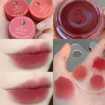 O Velvet matte lip lama creme liso e umidade lip makeup cosméticos de longa duração impermeável vermelho escuro, marrom batom do gel AC392