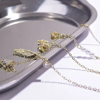 1Pcs 3D de Luxo Metal Zircônio Arte do Prego Decorações de Strass Cristal Cadeias de Diamante Jóia de Unha Charme Manicure Ornamentos