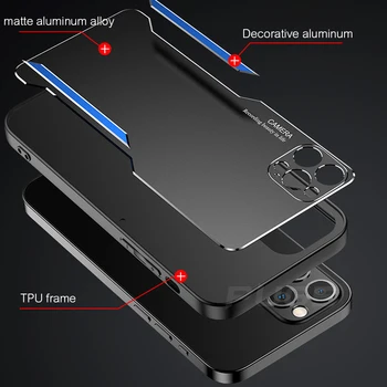 Luxo de Alumínio do Metal Fosco Chassi de Caso Para o iPhone 12 11 Pro Max Mini X XR XS SE de 2020 7 8 Plus à prova de Choque Rígido Tampa do Telefone