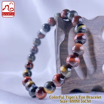 Baceda Natural Cristais Coloridos Olho-de-Tigre Pulseira,um proteger a pedra de energias negativas e atrair boa sorte
