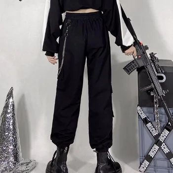 Moda Cool Mulheres Conjunto De Mulheres De Calças Cargo Harajuku Calças Punk Calças Para Mulheres 